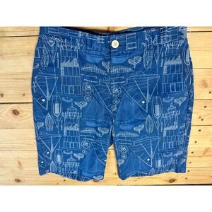 Vineyard Vines Mens Blueprint Boat Print Shorts,‎ Size 28, Nautical